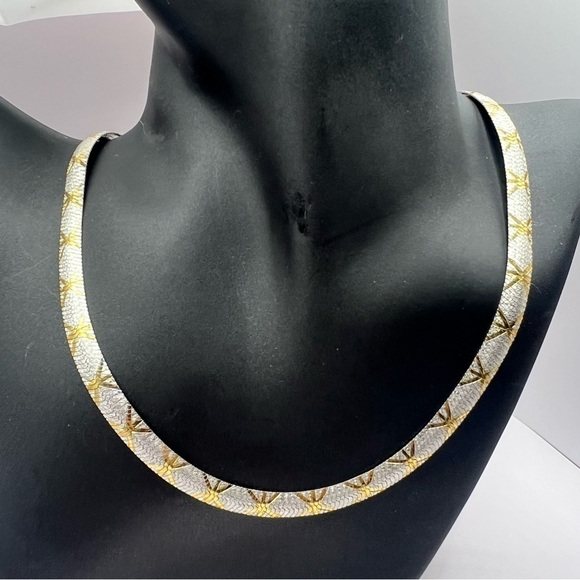 Vintage Two-Tone Omega Sterling Silver Necklace – Made in Italy – 925 – 18" - Picture 1 of 17